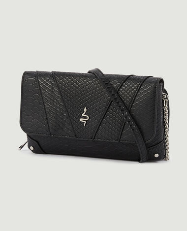 Sac pochette effet serpent avec chaine noir - Pimkie