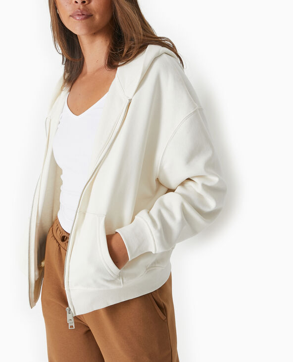 Sweat zippé avec capuche blanc - Pimkie