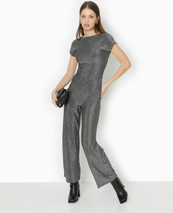 Combinaison dos dégagé en maille lurex noir - Pimkie
