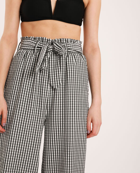 Pantalon large à carreaux noir - Pimkie