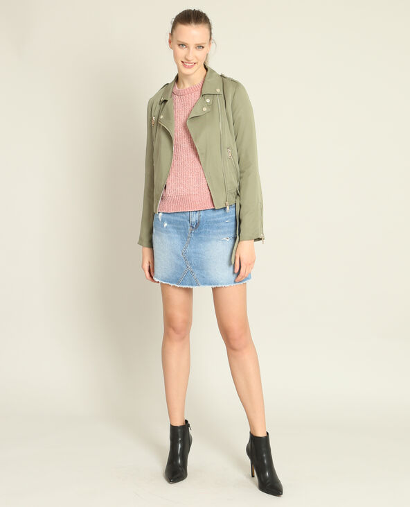 Veste biker fluide vert de gris - Pimkie