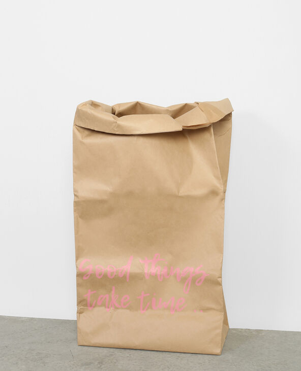 Grand paper bag à message beige - Pimkie