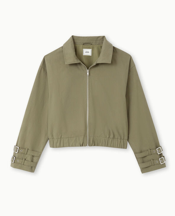 Veste zippée courte avec col vert kaki - Pimkie