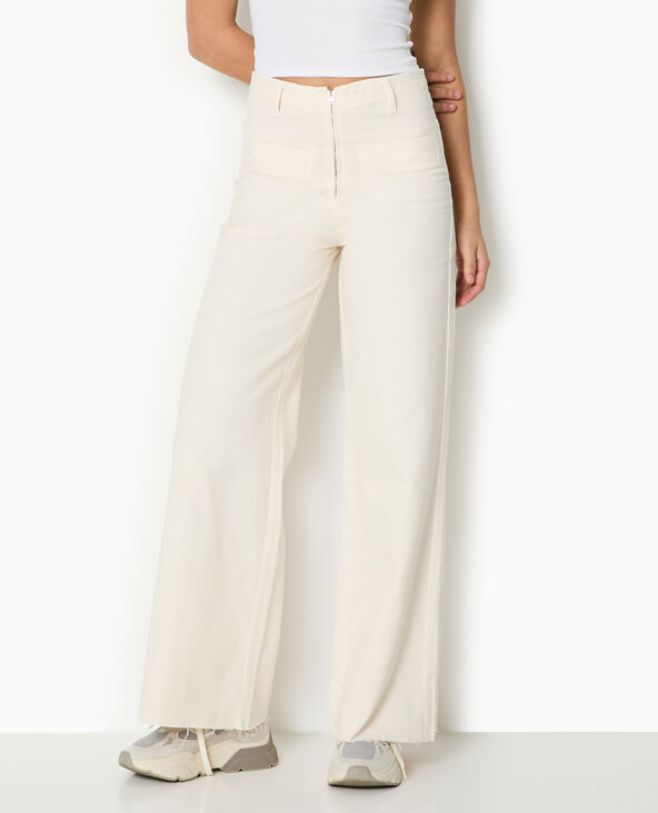 Jean droit taille haute fausses poches devant blanc - Pimkie