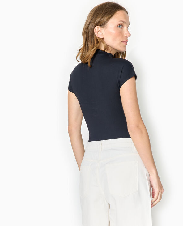 Body manches courtes col montant noir - Pimkie