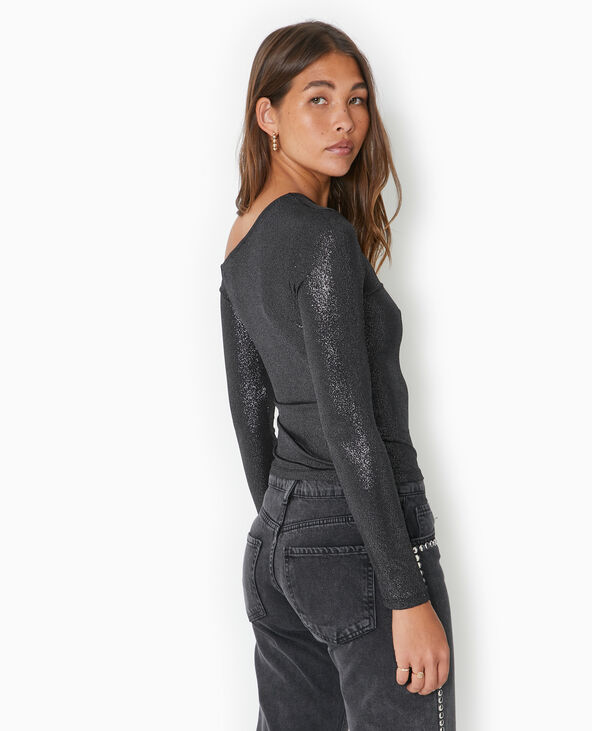 Top one shoulder en maille pailletée noir - Pimkie