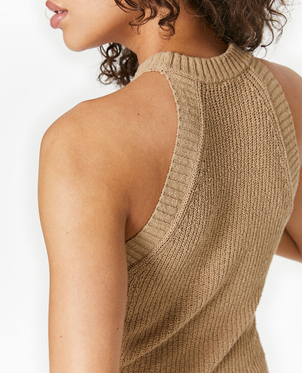 Top emmanchures américaines en maille beige - Pimkie