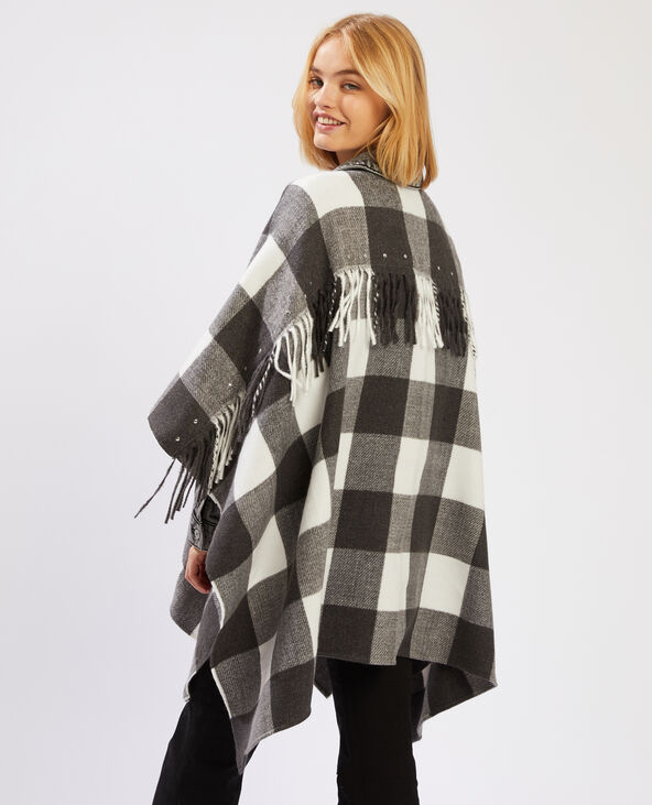 Poncho à franges noir - Pimkie