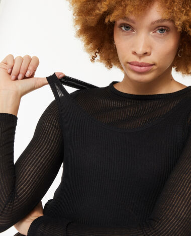 Top manches longues effet superposition noir - Pimkie
