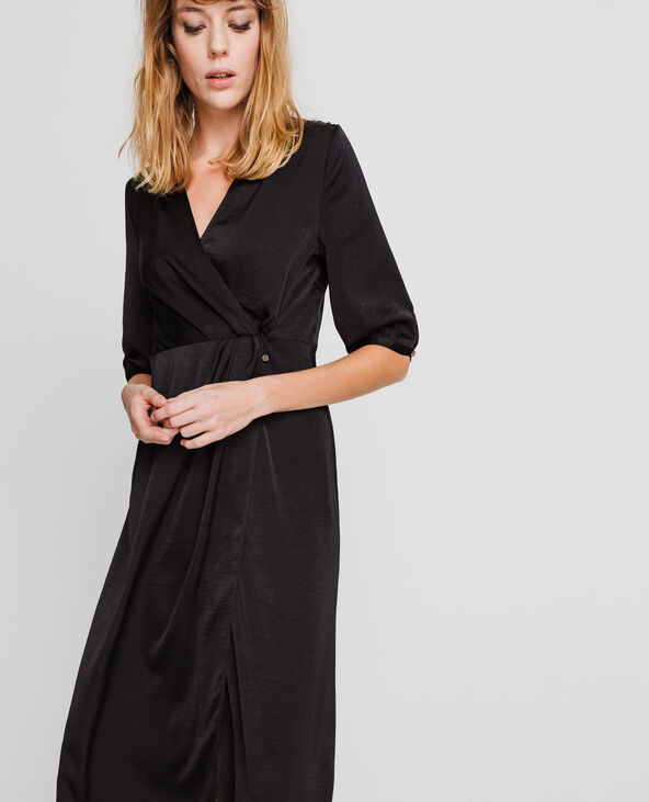 Robe longue satinée noir - Pimkie