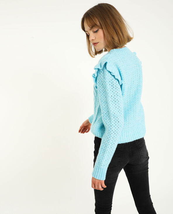 Pull torsadé à volants bleu - Pimkie