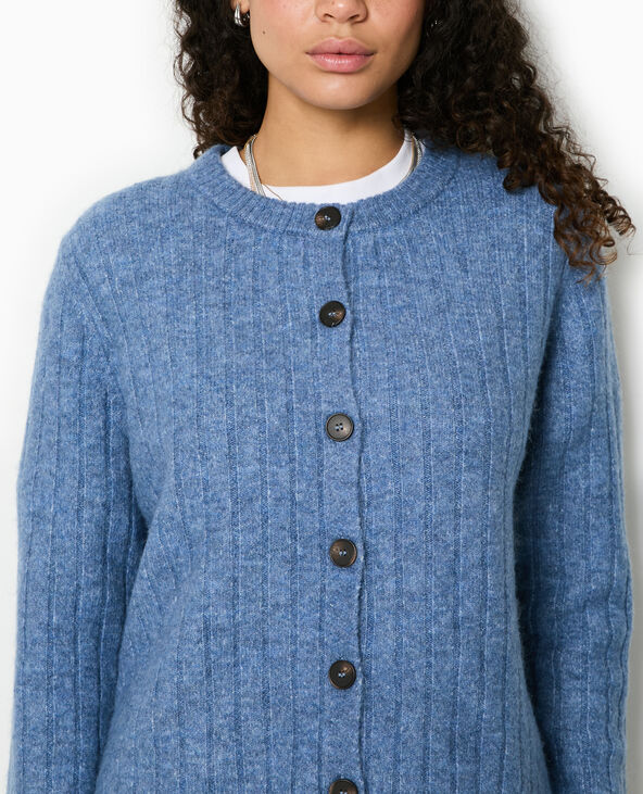 Gilet en maille côtes plates bleu - Pimkie