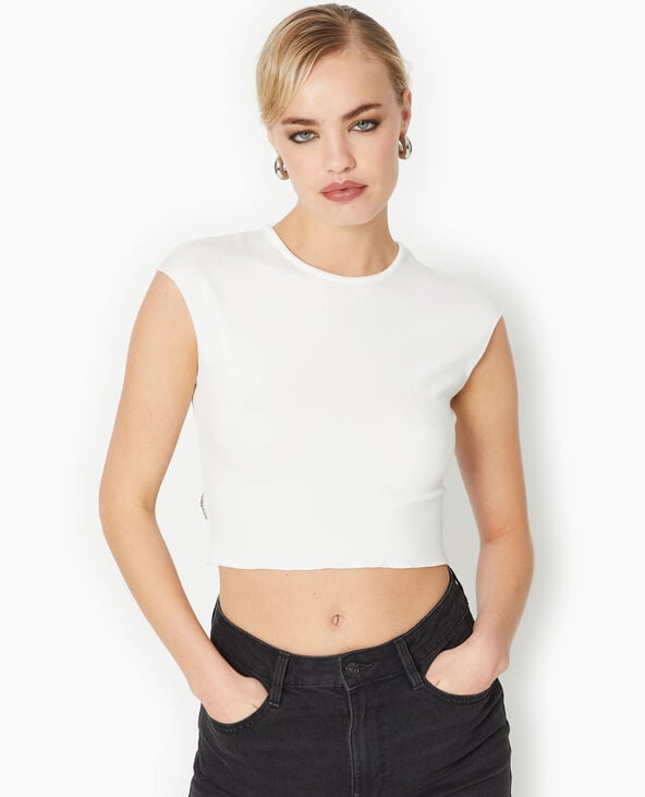 Top sans manches avec dos ouvert et strass blanc - Pimkie