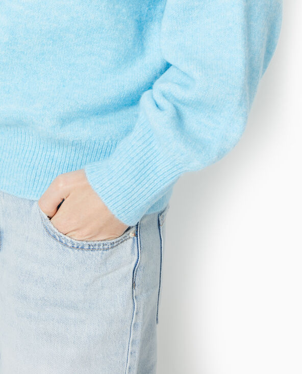 Pull oversize col rond manches raglan bleu turquoise - Pimkie