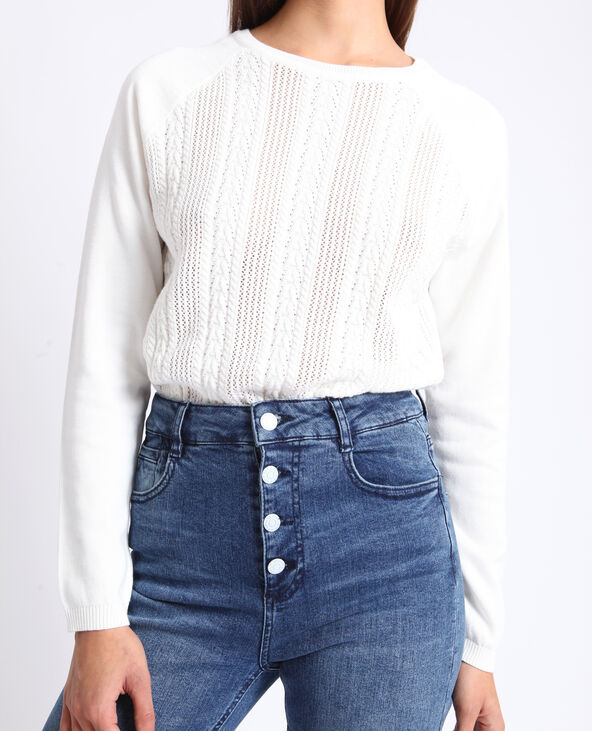 Pull à torsades blanc - Pimkie