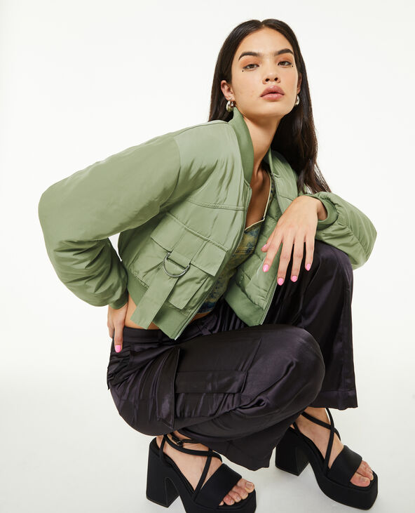 Bomber court avec poches et sangles vert de gris - Pimkie