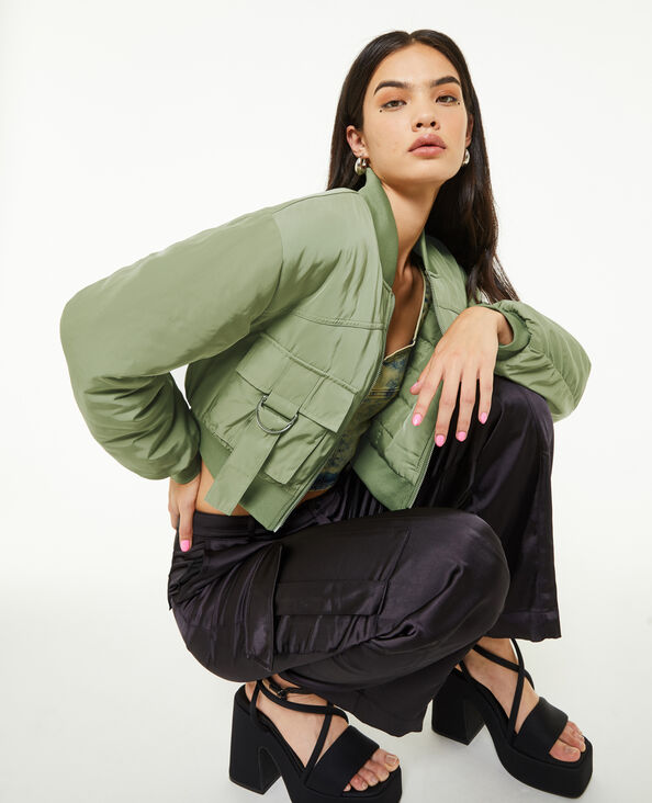 Bomber court avec poches et sangles vert de gris - Pimkie
