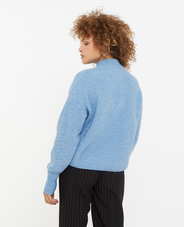 Pull grosse maille avec col boutonné bleu - Pimkie
