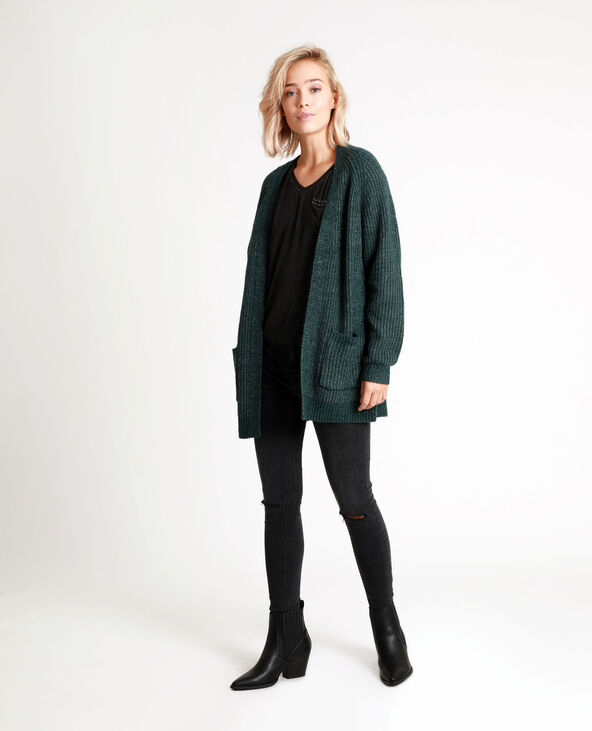Gilet mi-long vert foncé - Pimkie