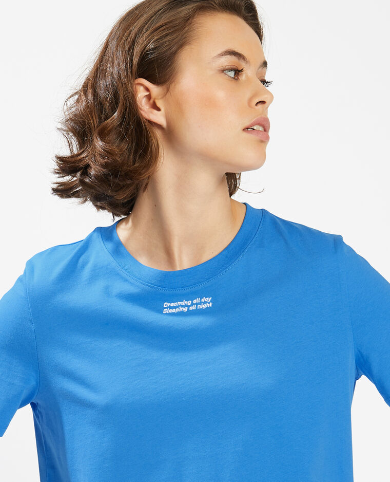 T-shirt inscription brodée bleu électrique - Pimkie