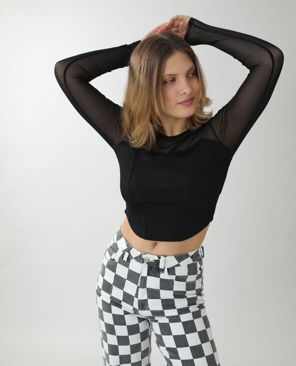 Top transparent asymétrique noir - Pimkie