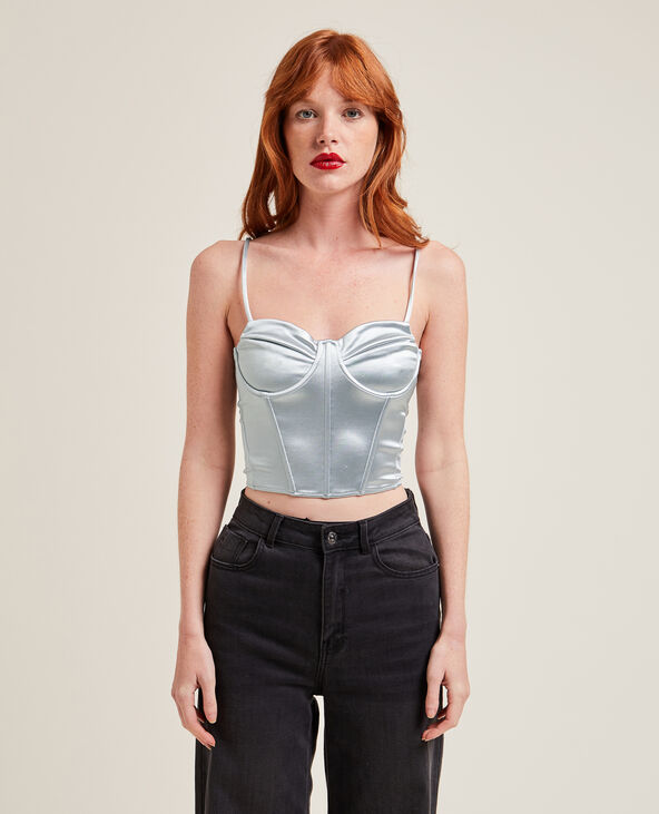 Corset en satin gris clair - Pimkie