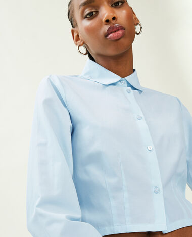 Chemise courte manches longues bleu clair - Pimkie
