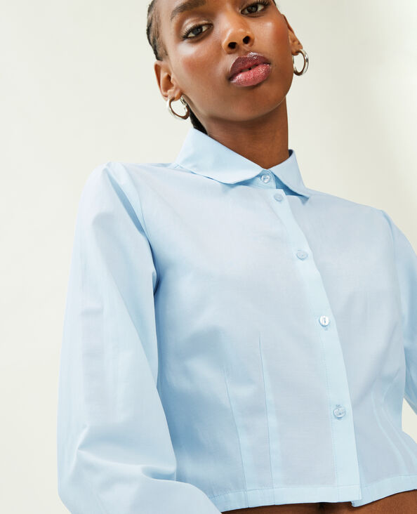Chemise courte manches longues bleu clair - Pimkie