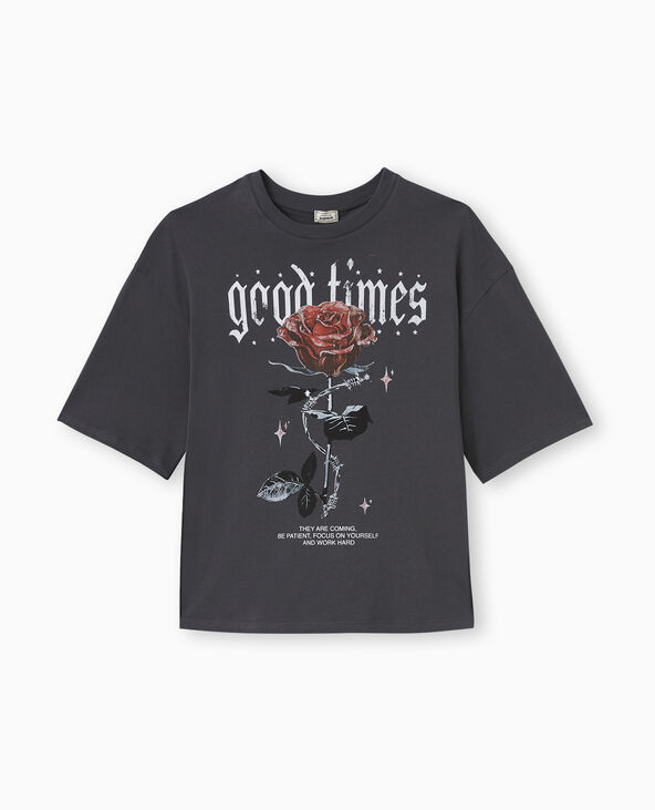 T-shirt oversize avec print gris foncé - Pimkie