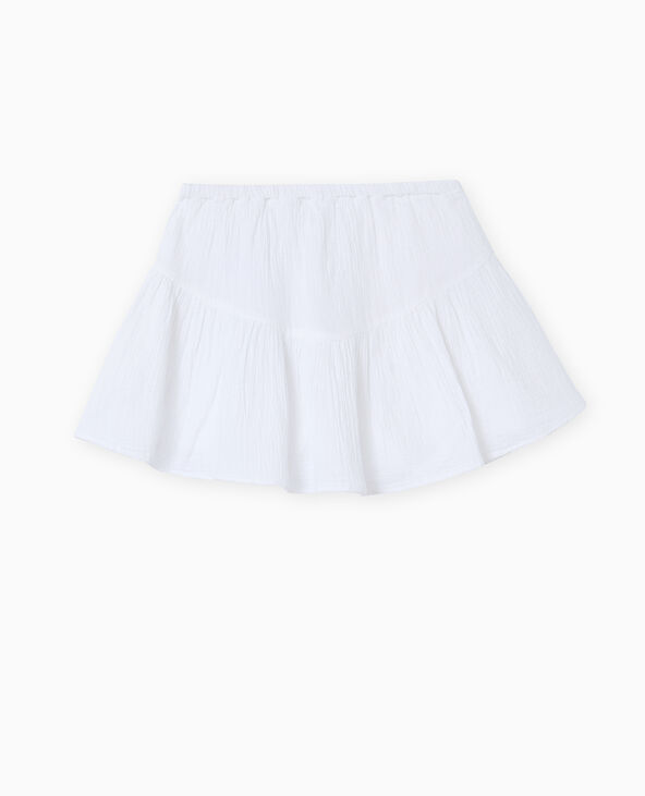 Jupe-short en gaze de coton avec volant blanc - Pimkie