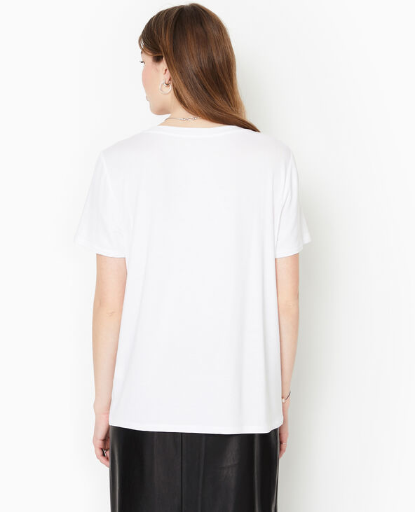 T-shirt ample col V avec viscose blanc - Pimkie