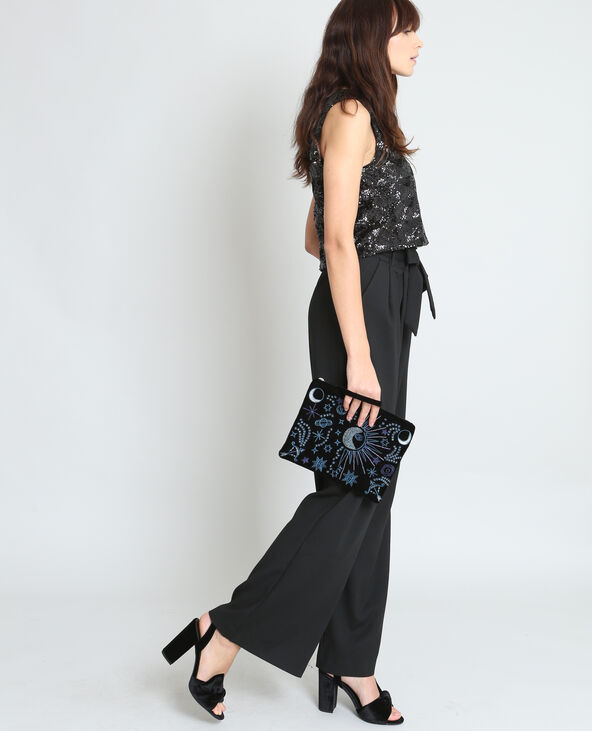Cropped top en sequins noir - Pimkie