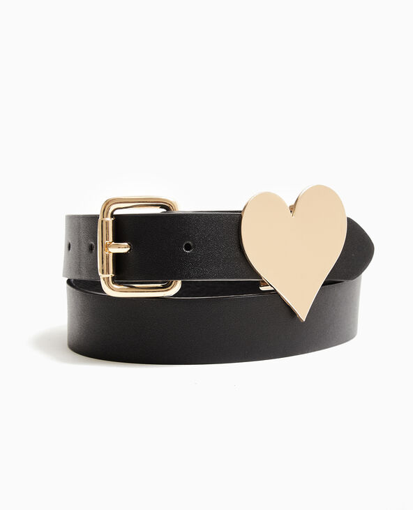 Ceinture avec boucle et cœur en métal doré noir - Pimkie