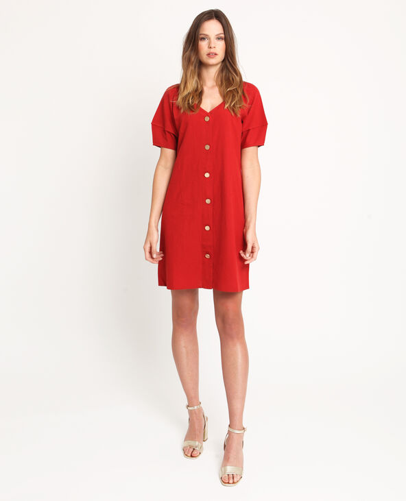 Robe boutonnée rouge - Pimkie