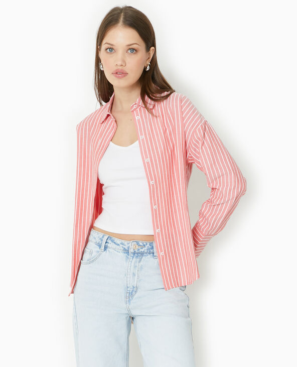 Chemise rayée ample et droite rouge - Pimkie