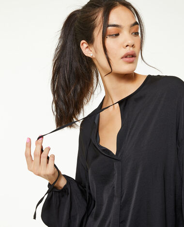 Blouse oversize avec liens à nouer noir - Pimkie