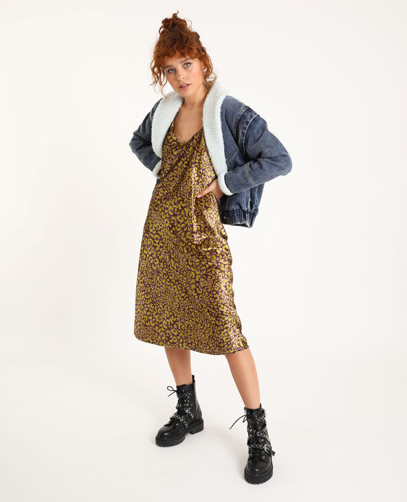 Blouson en jean col mouton bleu foncé - Pimkie