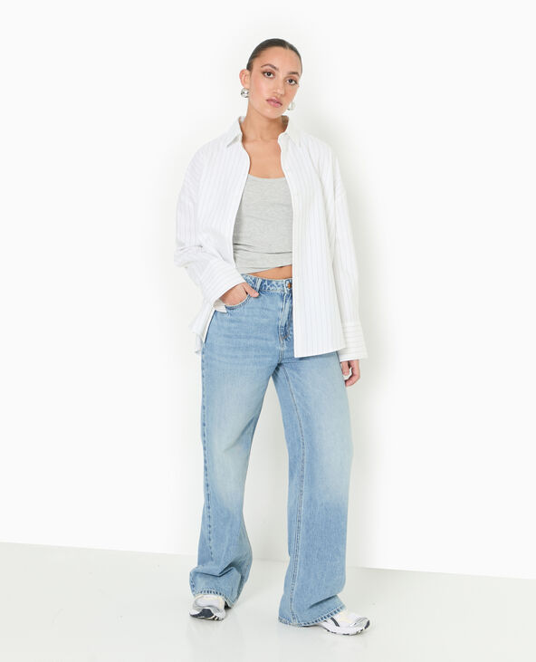Chemise oversize rayée avec ouverture dos blanc - Pimkie
