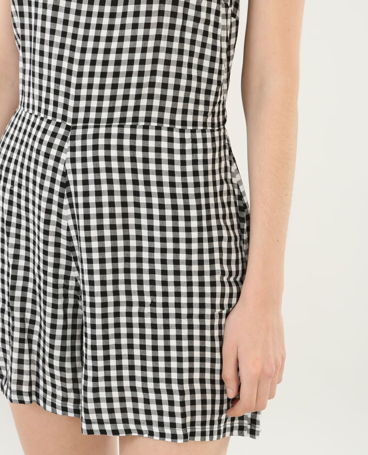 Combi-short vichy à volants noir - Pimkie