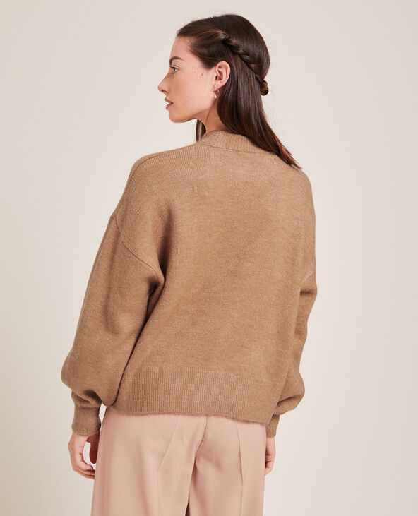 Pull en maille avec inscription beige - Pimkie