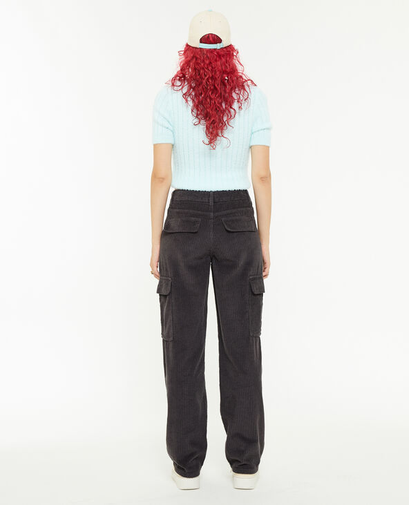 Pantalon cargo en velours grosses côtes gris foncé - Pimkie