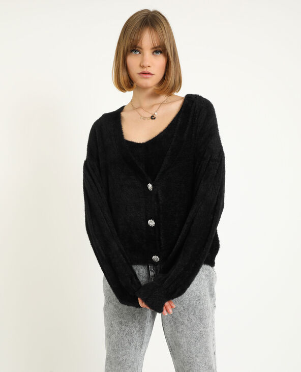 Gilet tout doux noir - Pimkie