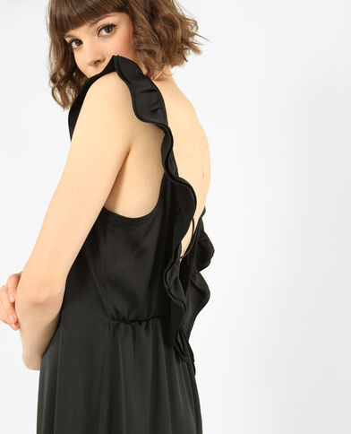 Robe longue satinée noir - Pimkie