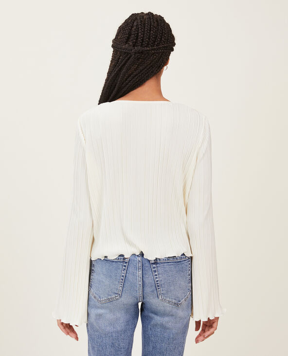 Top à nouer en maille plissée beige - Pimkie