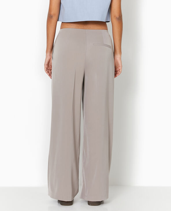 Pantalon large taille basse avec pinces marron - Pimkie