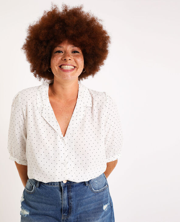 Chemise courte à pois blanc - Pimkie