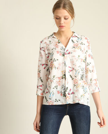 Chemisier à fleurs blanc - Pimkie