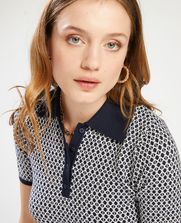 Polo maille jacquard bleu marine - Pimkie