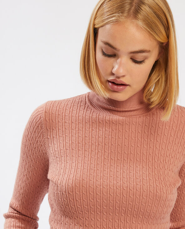 Pull col roulé torsadé vieux rose - Pimkie