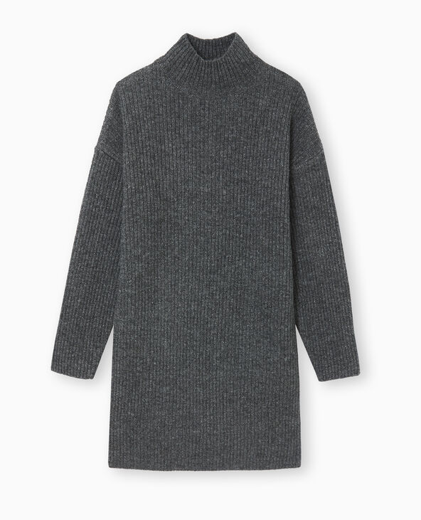 Robe courte en maille côtelée gris foncé - Pimkie